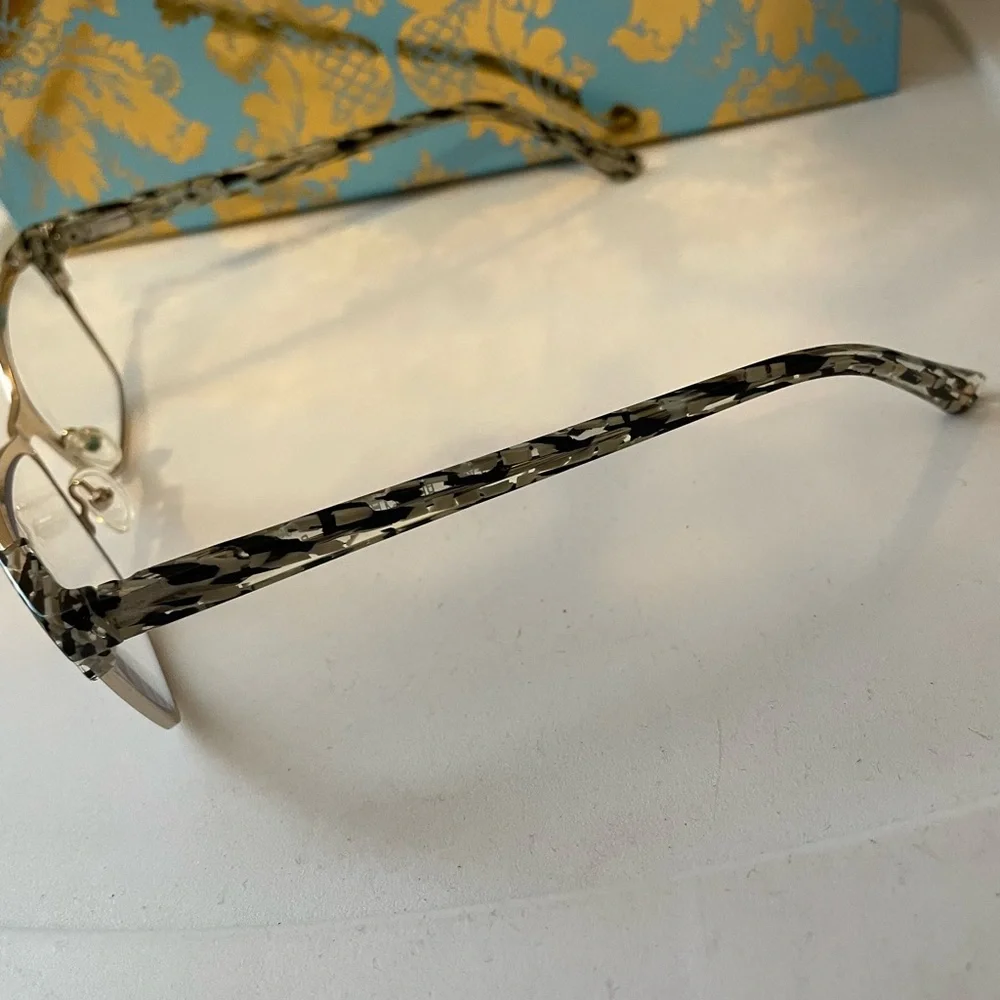 L.A.M.B. Black and Gray Patterned Eyeglasses with Case and cloth - Picture 6 of 10